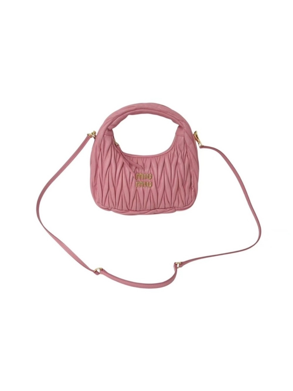 Miu Miu Dusty Pink Quilted Mini Shoulder Bag with Strap